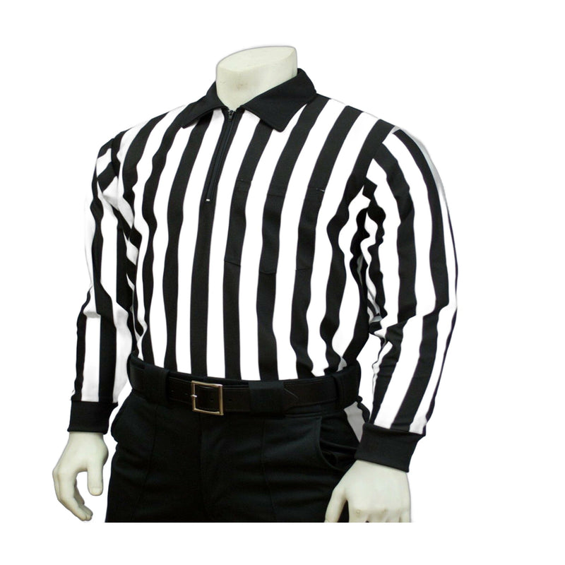 Smitty FBS-102 black and white striped long sleeve football referee shirt for NFHS games