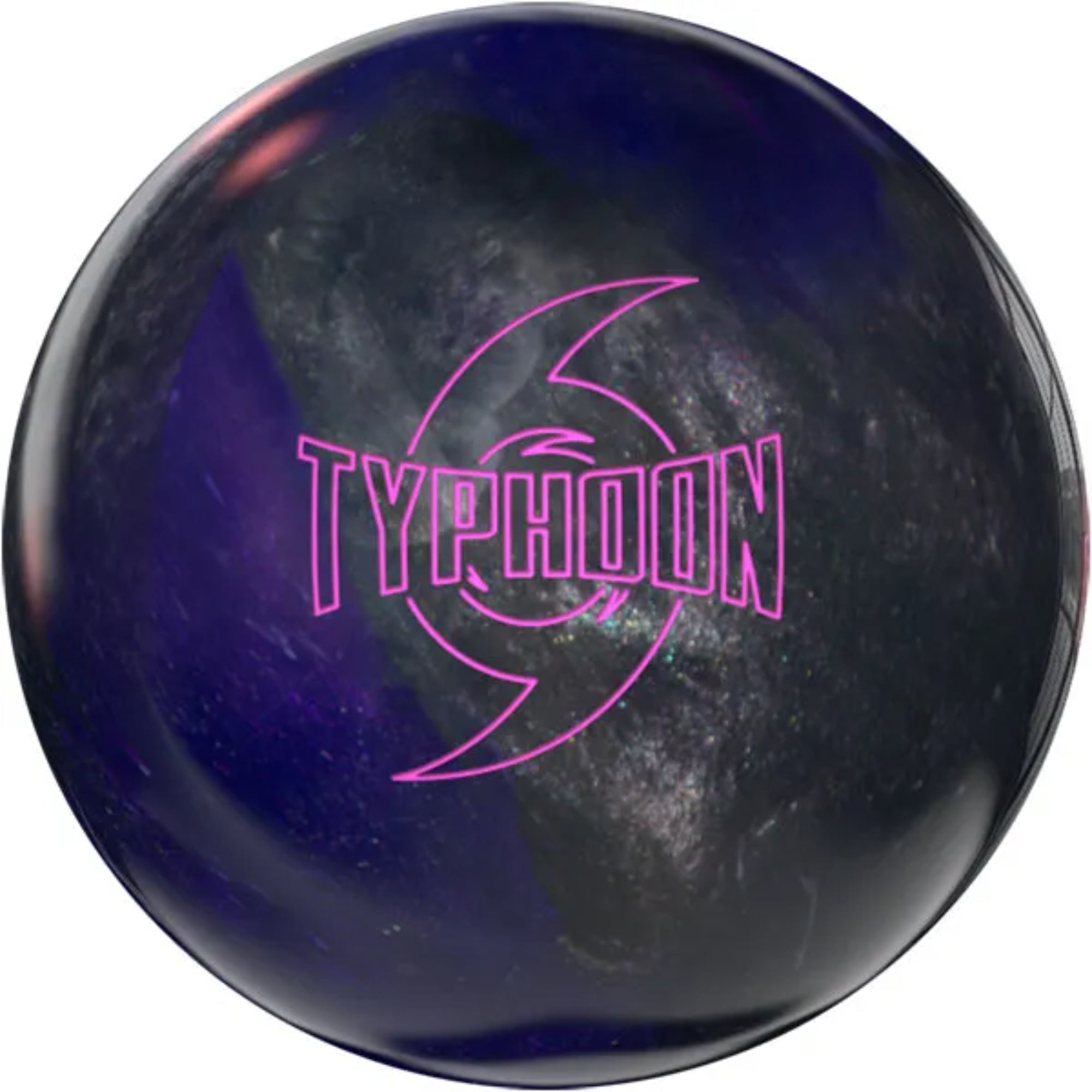 Storm Typhoon bowling ball in grey and purple, showing the Reactor Pearl Reactive coverstock