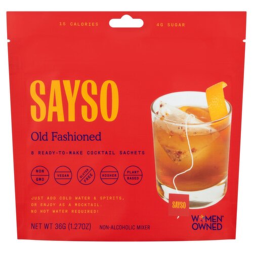 Sayso Old Fashioned Cocktail Mix, 8 Ct, 1.27 oz (Case of 6)