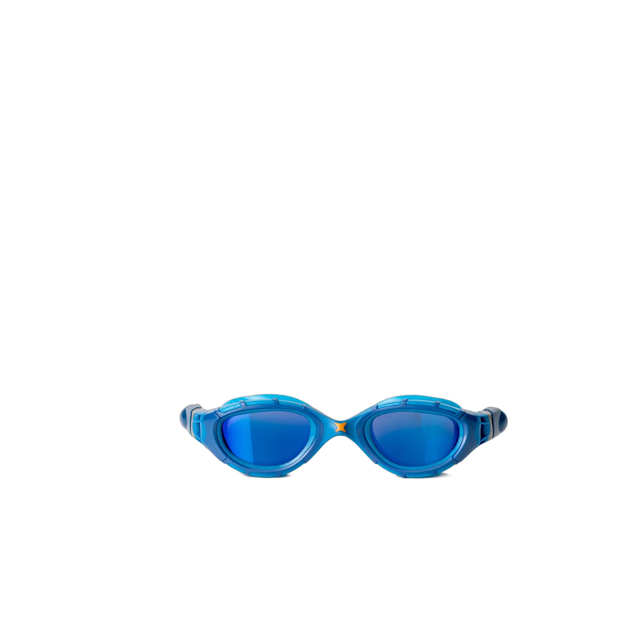 Zoggs Predator Flex Titanium Swim Goggles Anti-Glare Open Water Swimming in Blue Blue Mirrored Blue - front