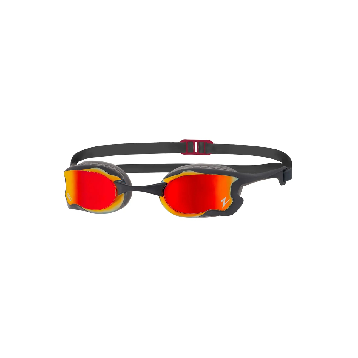 Zoggs Raptor Mirrored Swimming Goggles HCB Honeycomb Seal Anti-Glare in Grey/Black - Mirror Blue Lens - front