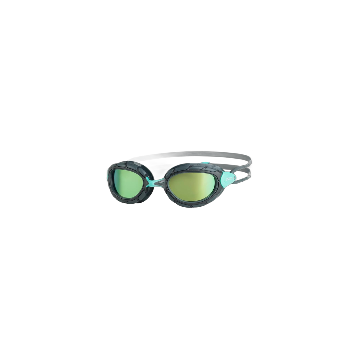 Zoggs Predator Titanium Reactor Swim Goggles Advanced Ultra Fit Wiro Frame in Grey Turquoise Reactor Titanium - front