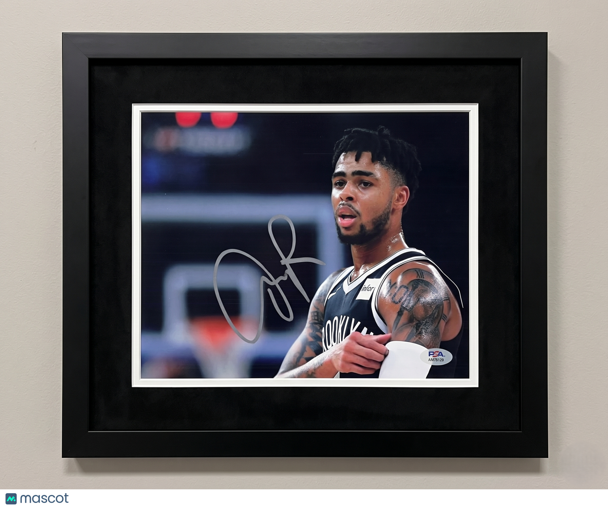 D'Angelo Russell Brooklyn Nets Signed Basketball 8x10 Custom Framed Photo PSA