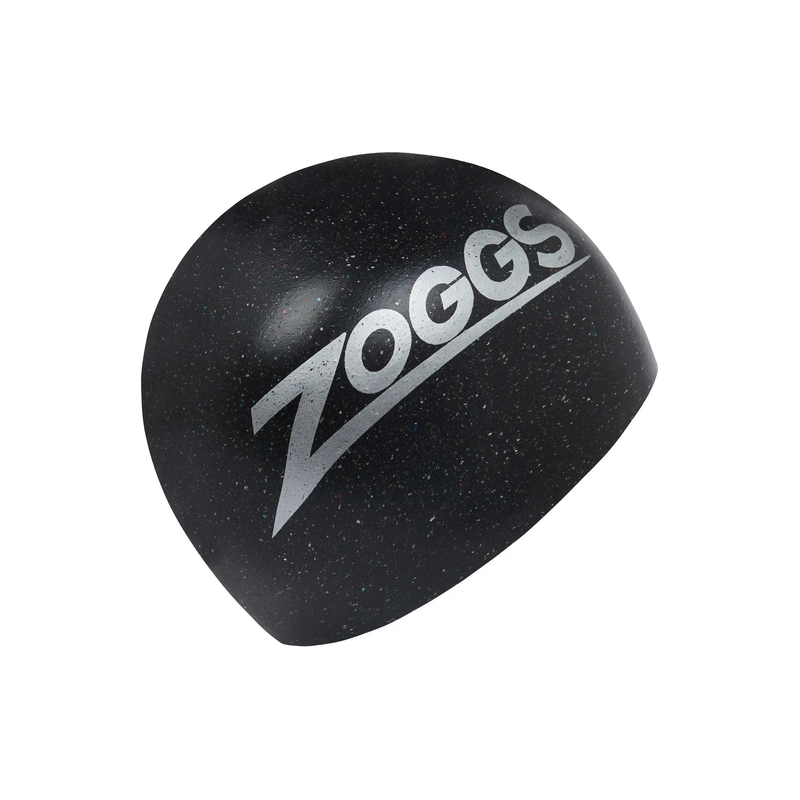 Zoggs Easy Fit Eco Swimming Cap Sustainable Recycled Silicone Swim Cap in Black - front