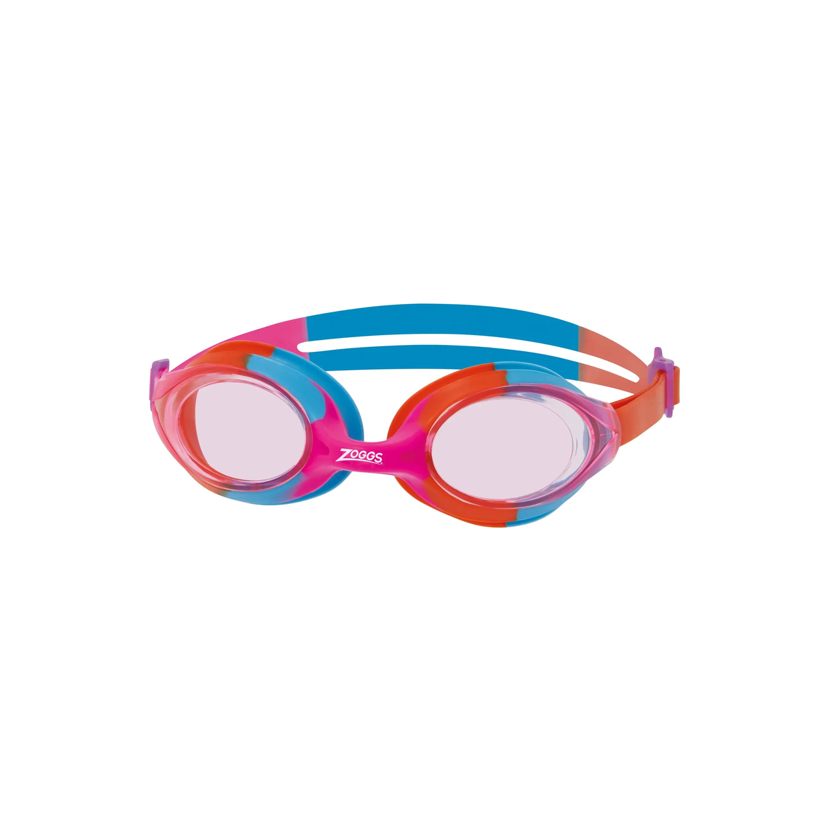 Zoggs Bondi Junior Swimming Goggles Kids Pool Goggles UV Protection in Pink/Orange - Tinted Pink Lens - front