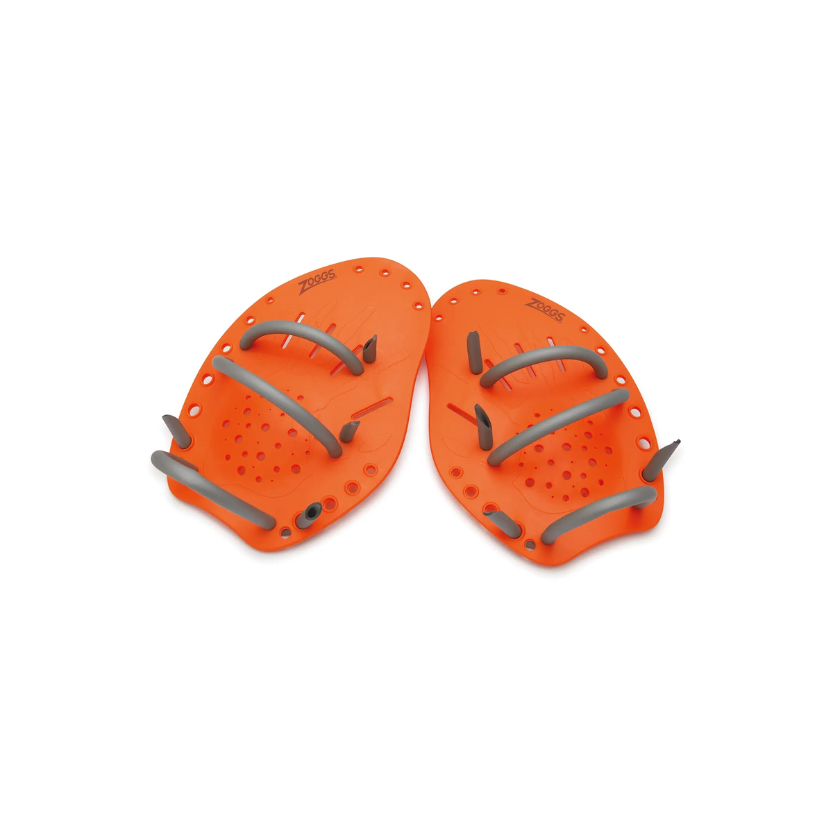 Zoggs Matrix Hand Paddles Swim Stroke Technique Training Strength Paddles in Orange/Grey - front