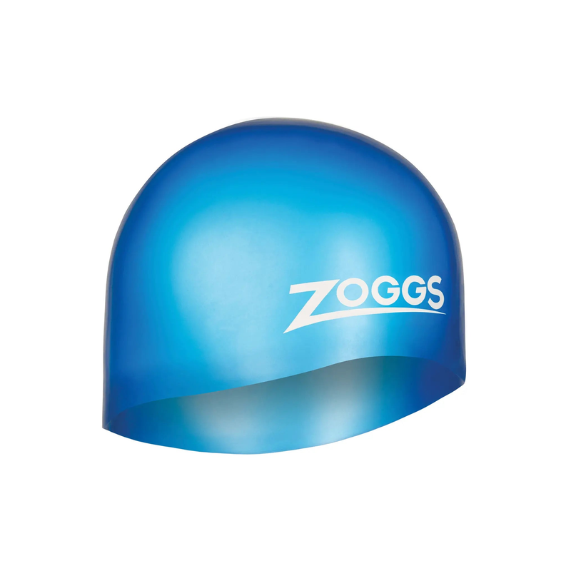 Zoggs Easy Fit Silicone Swimming Cap Women Long Hair Non-Slip Swim Cap in Blue - front