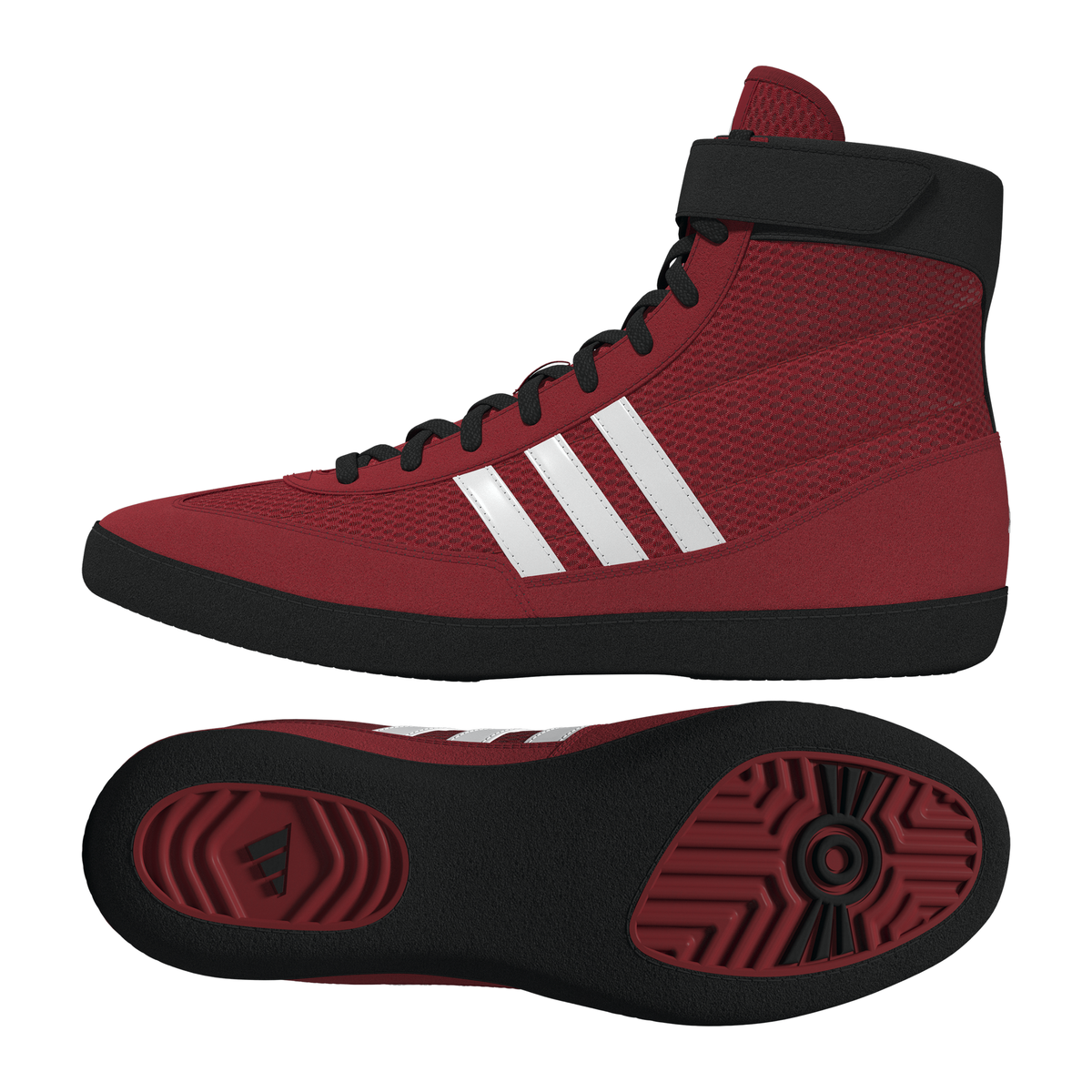 Adidas Combat Speed 4 Red/White/Black Wrestling Shoes in Red/White/Black - front angle view