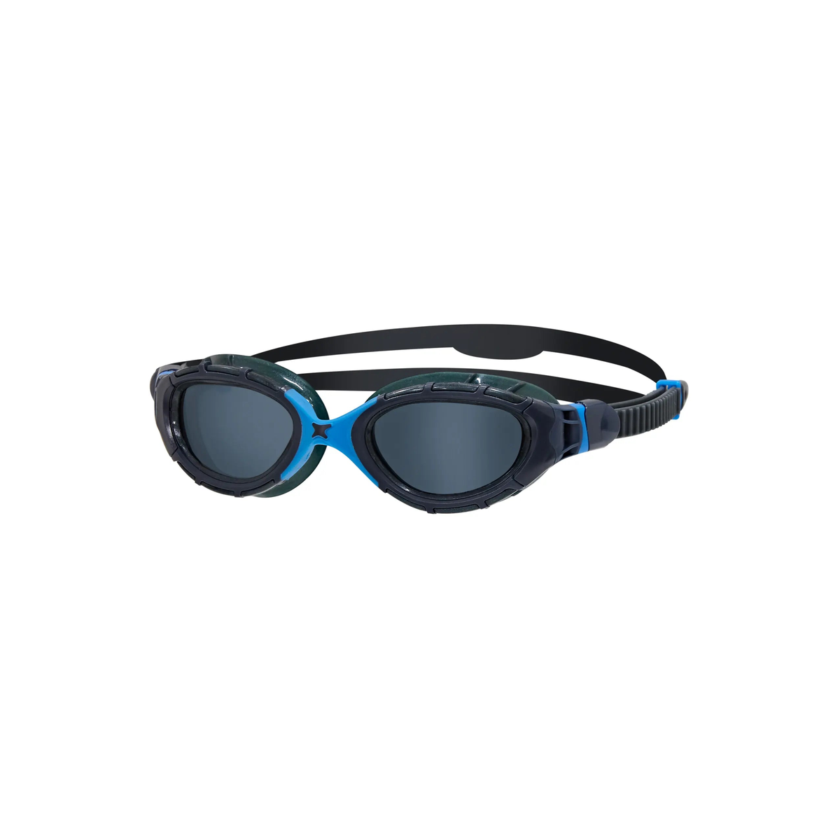 Zoggs Predator Flex Clear Lens Swimming Goggles 180 Degree Vision Pool in Grey Blue Tint Smoke Regular - front