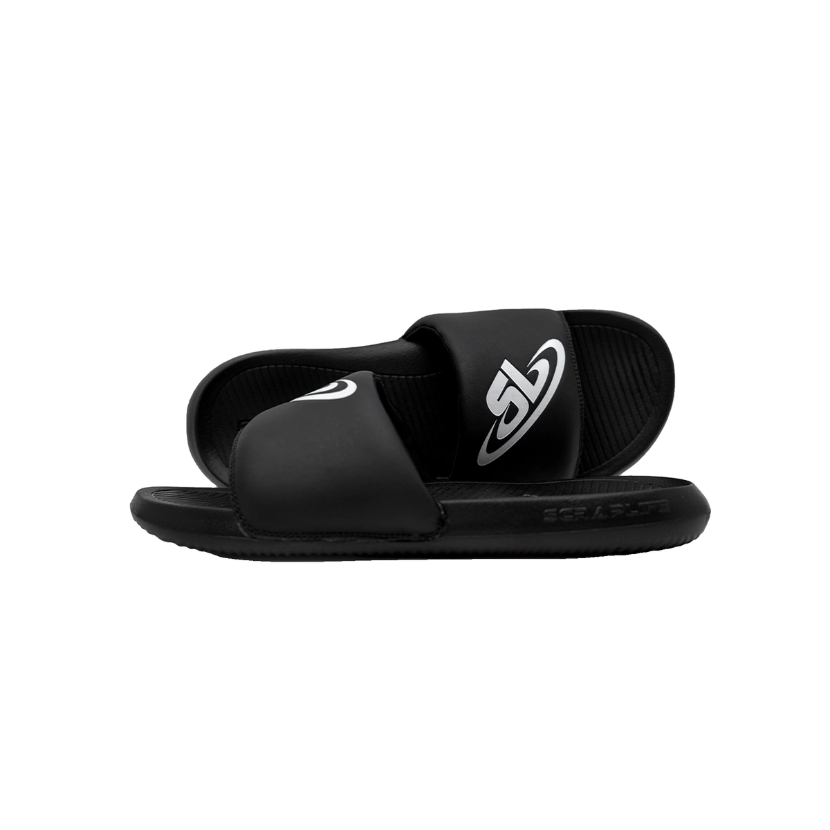 ScrapLife Wrestling Sport Slides in Black/White - front view
