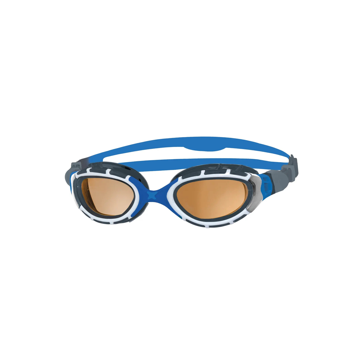 Zoggs Predator Flex Titanium Polarized Ultra Swimming Goggles Anti-Glare in Blue Grey Polarized Copper - front