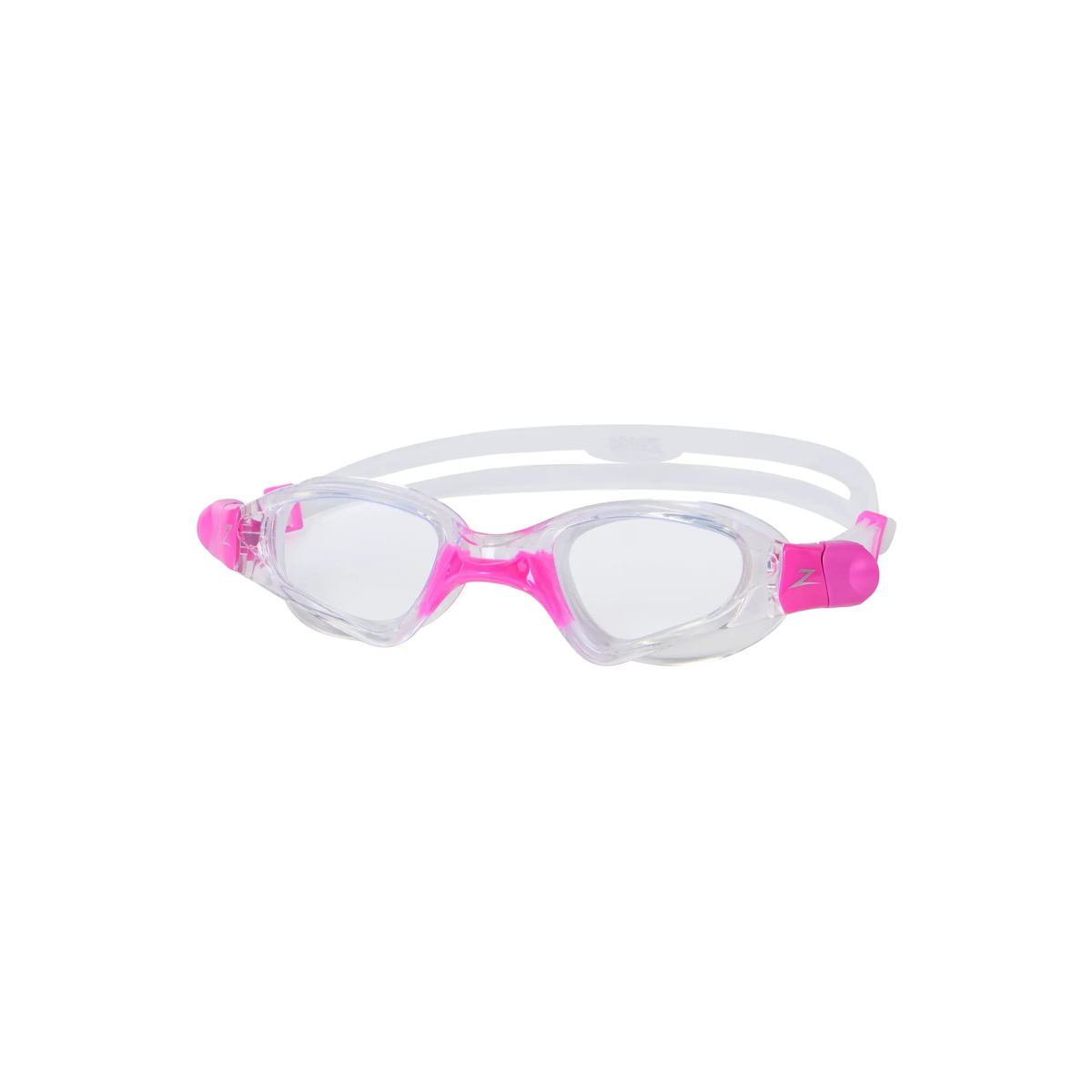 Zoggs Spectra Swimming Goggles Dual Density Nose Bridge Leak Proof Goggles in Clear/Pink - Clear Lens - front