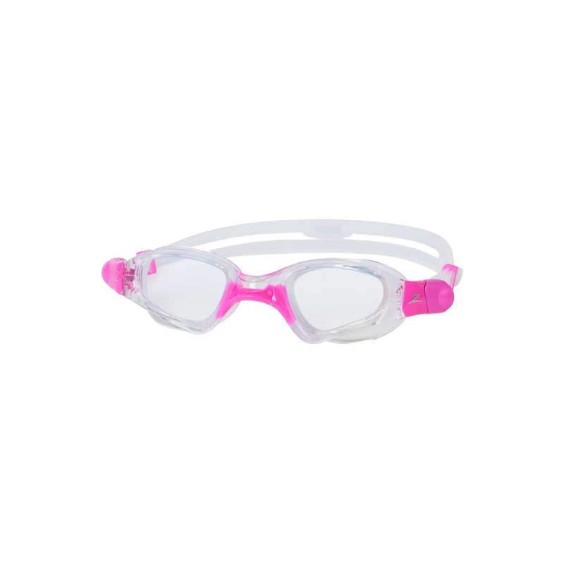 Zoggs Spectra Swimming Goggles Dual Density Nose Bridge Leak Proof Goggles in Clear/Pink - Clear Lens - front