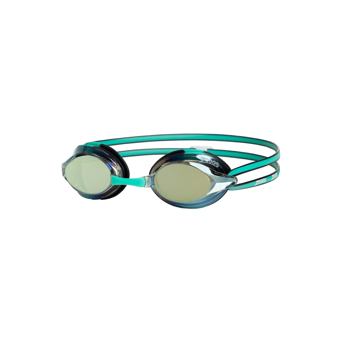 Zoggs Racer Titanium Swimming Goggles Interchangeable Nosebridge Anti-Fog in Green Black - front