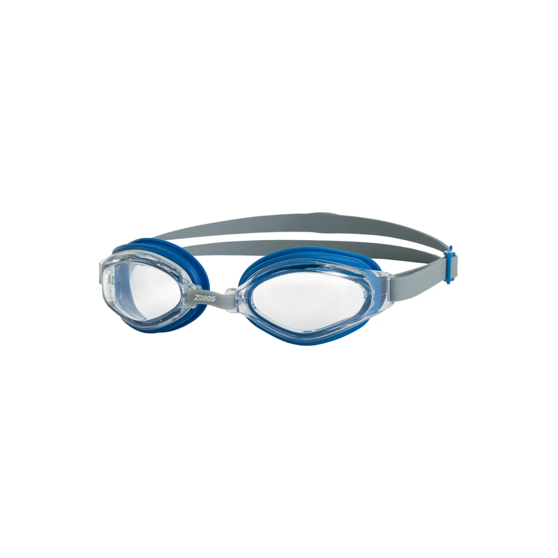 Zoggs Endura Max Swimming Goggles Curved Lens 2024 Model Pool Goggles in Grey/Blue - Clear Lens - front