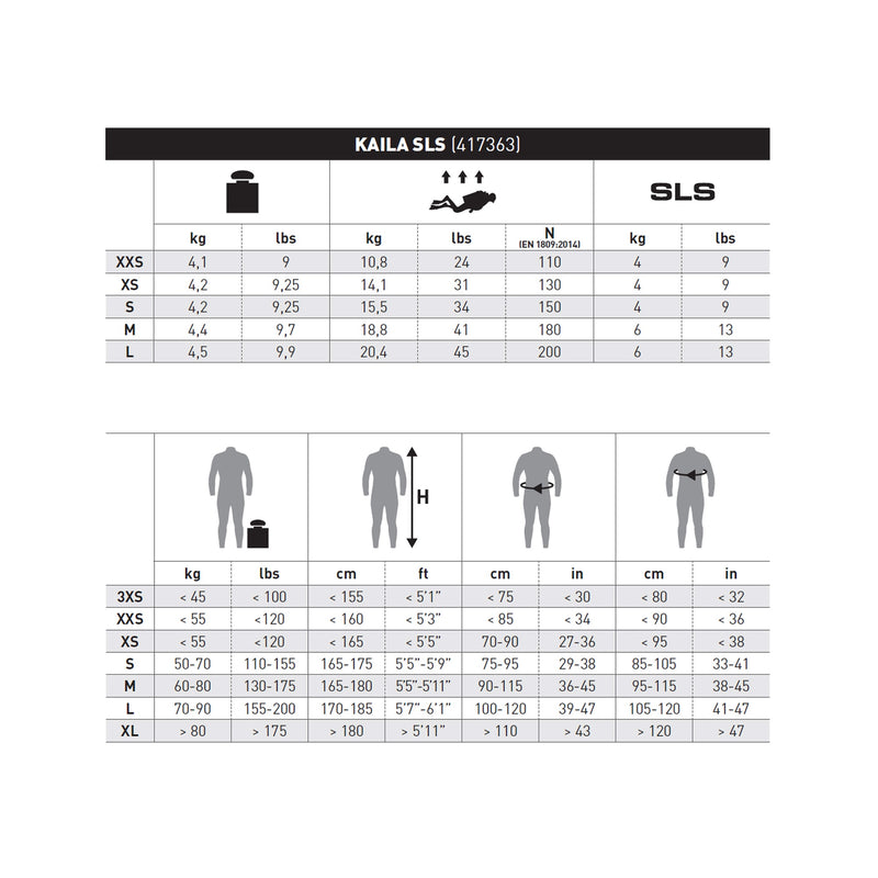 Mares Kaila SLS BCD - 417363_Kaila SLS_Sizes