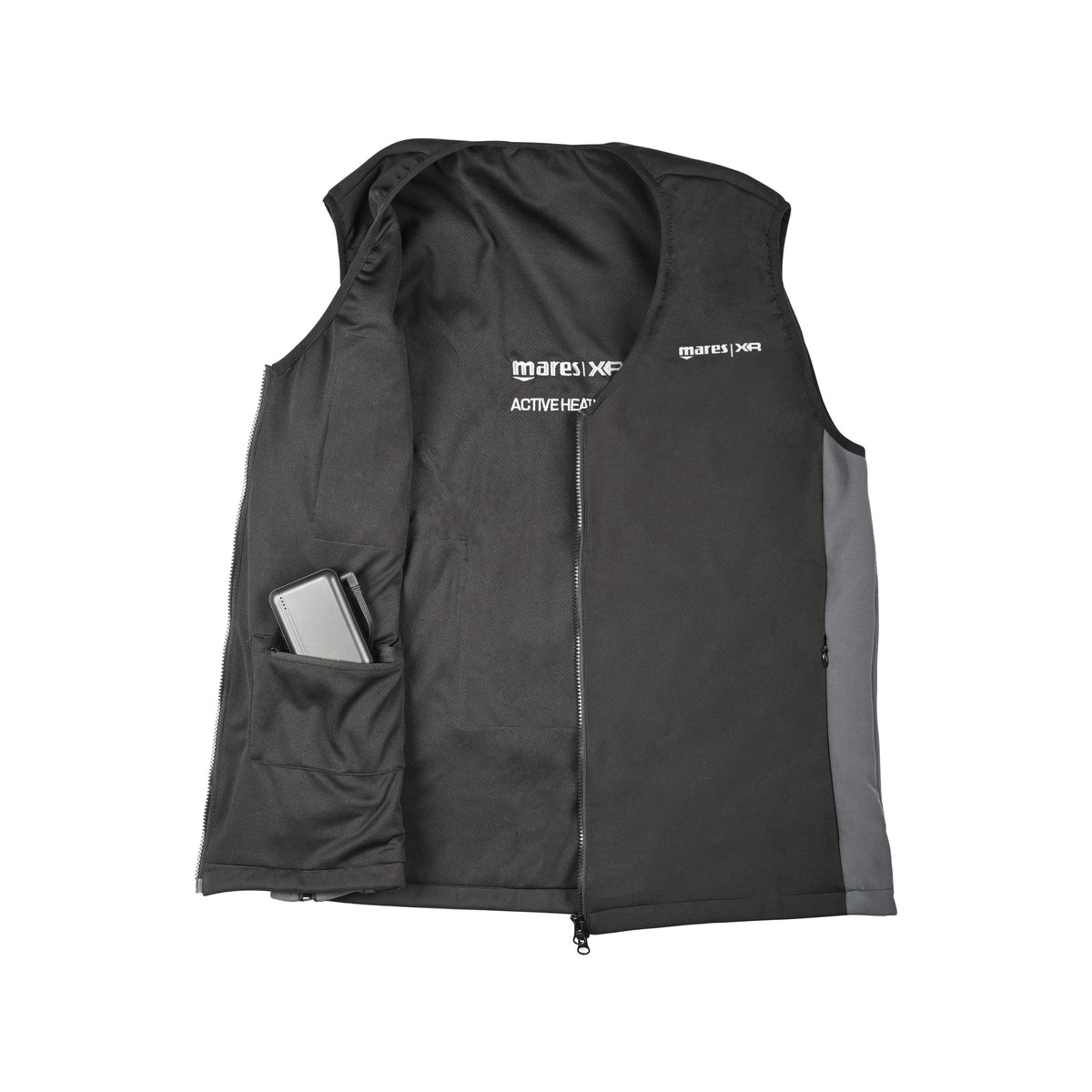 Mares Active Heating Vest - XR Line Diving Accessory - 412179 Active Heating Vest open with battery