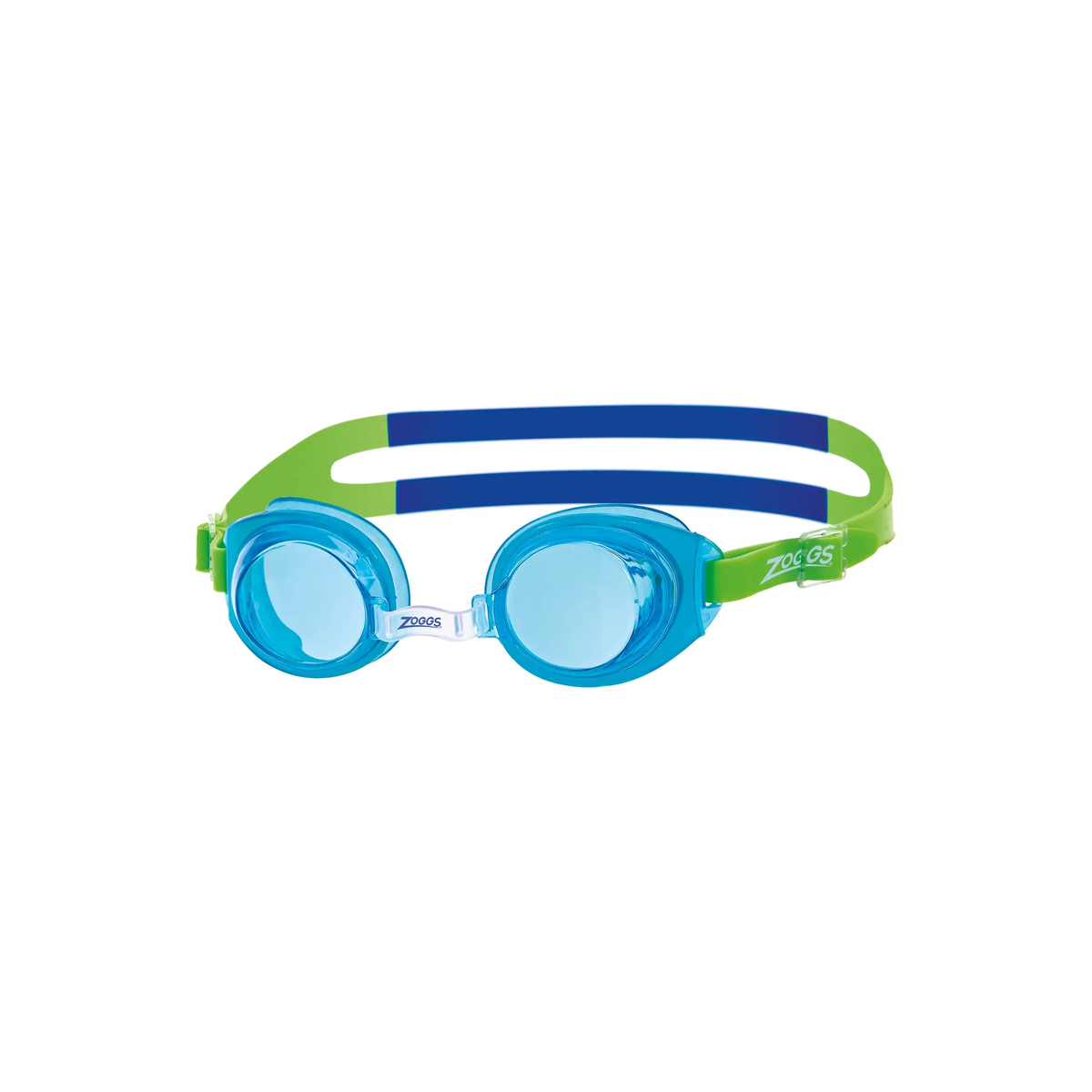 Zoggs Little Ripper Kids Swimming Goggles Tinted Lens Anti-Fog UV Goggles in Aqua/Green - Tinted Blue Lens - front