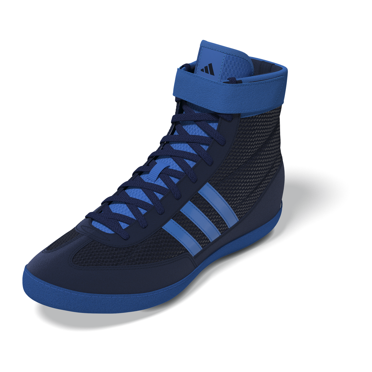 Adidas Combat Speed 4 Navy/Lucid Blue Wrestling Shoes in Navy/Lucid Blue - left side view
