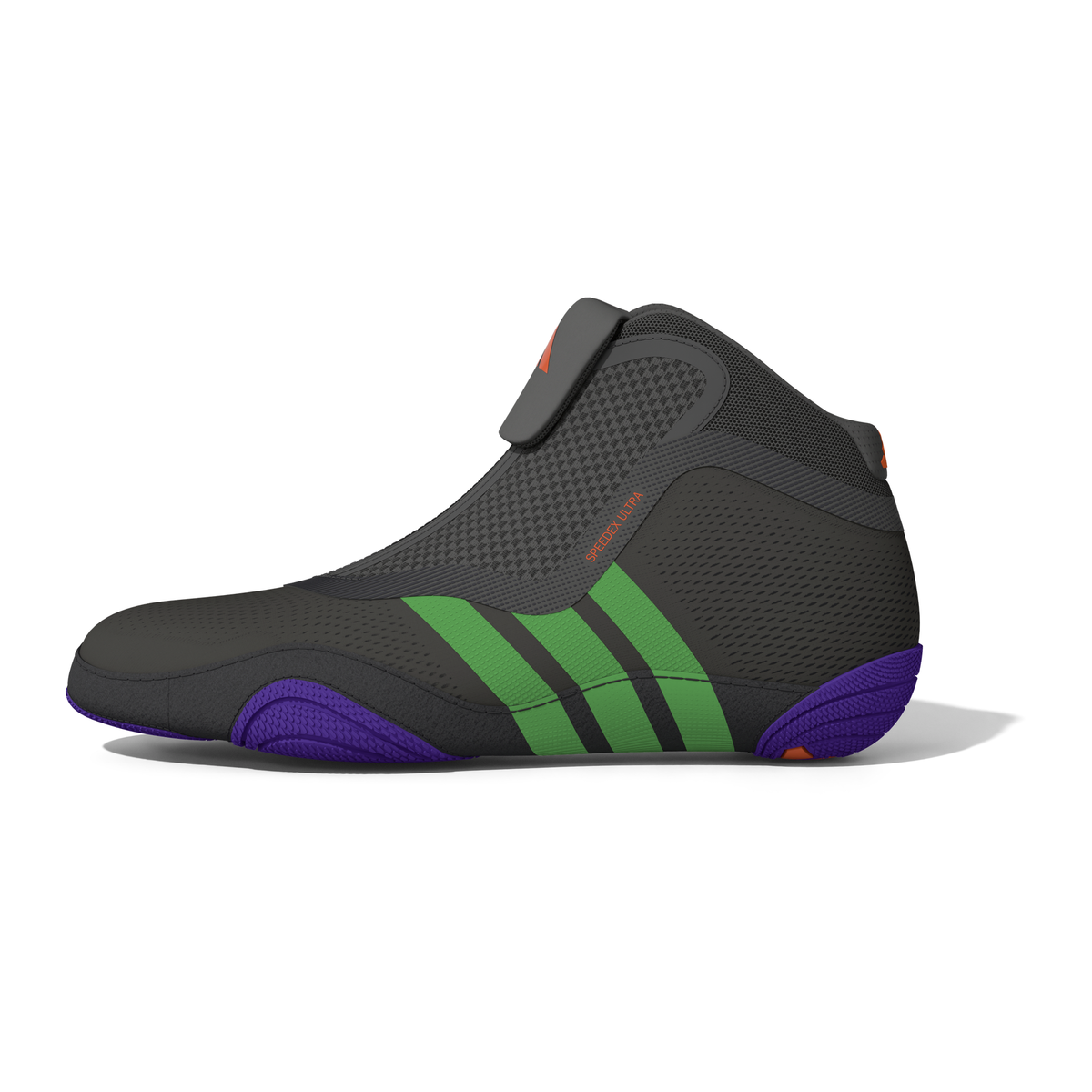 Adidas Speedex Ultra Zip Grey/Light Grey/Screaming Green Wrestling Shoes in Grey/Light Grey/Screaming Green - side lateral view