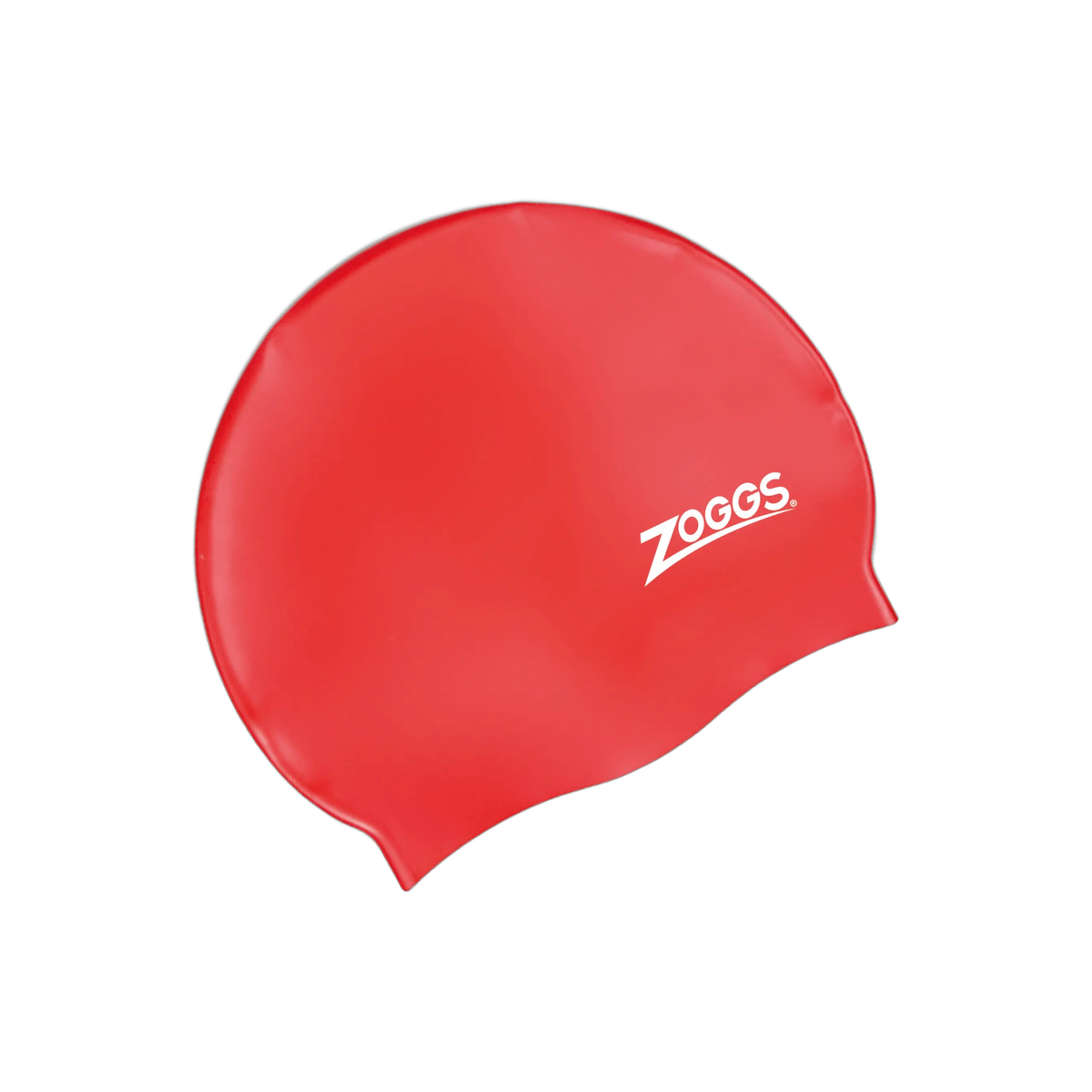 Zoggs Silicone Swimming Cap Superior Fit Embossed Non-Slip Swim Cap in Red - front