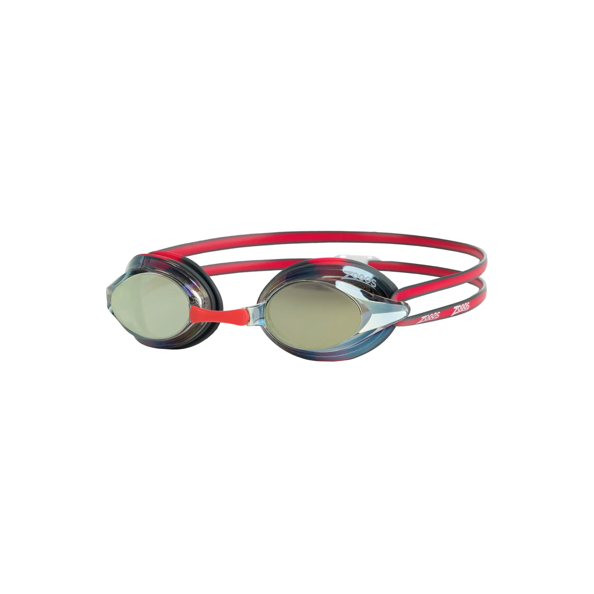 Zoggs Racer Titanium Swimming Goggles Interchangeable Nosebridge Anti-Fog in Grey Red - front