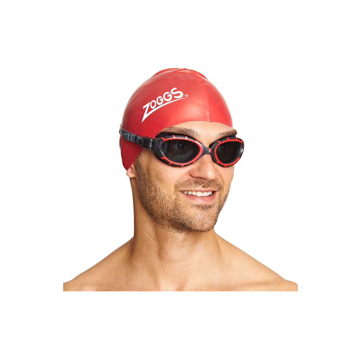 Zoggs Predator Flex Polarised Swimming Goggles Anti-Glare Outdoor Pool in Black Red Polarized Smoke - detail 2
