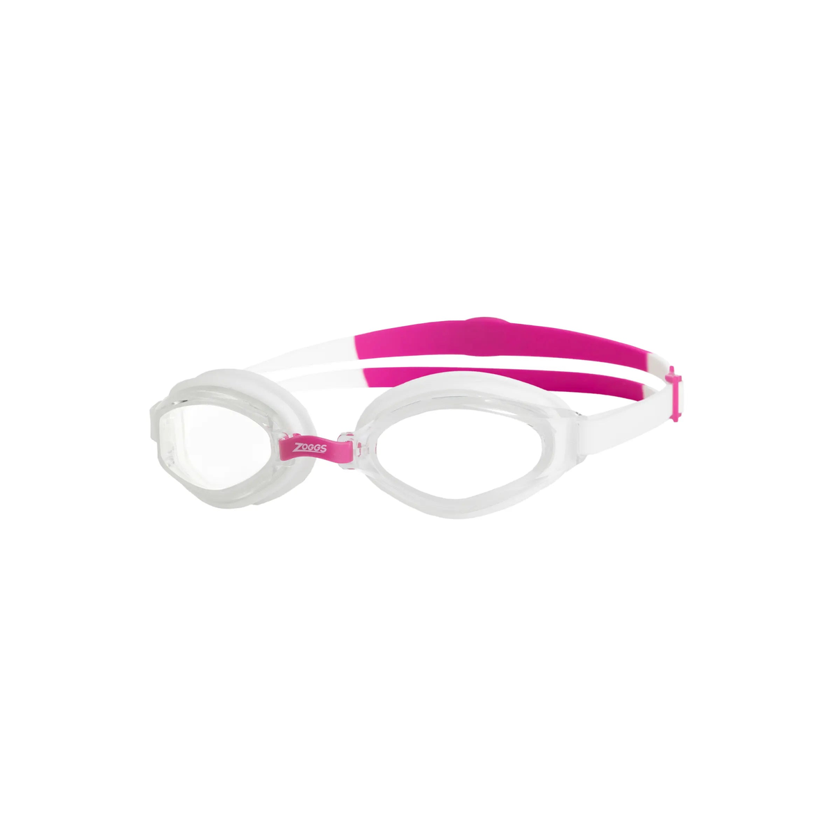 Zoggs Endura Max Swimming Goggles Curved Lens 2024 Model Pool Goggles in White/Pink - Clear Lens - front