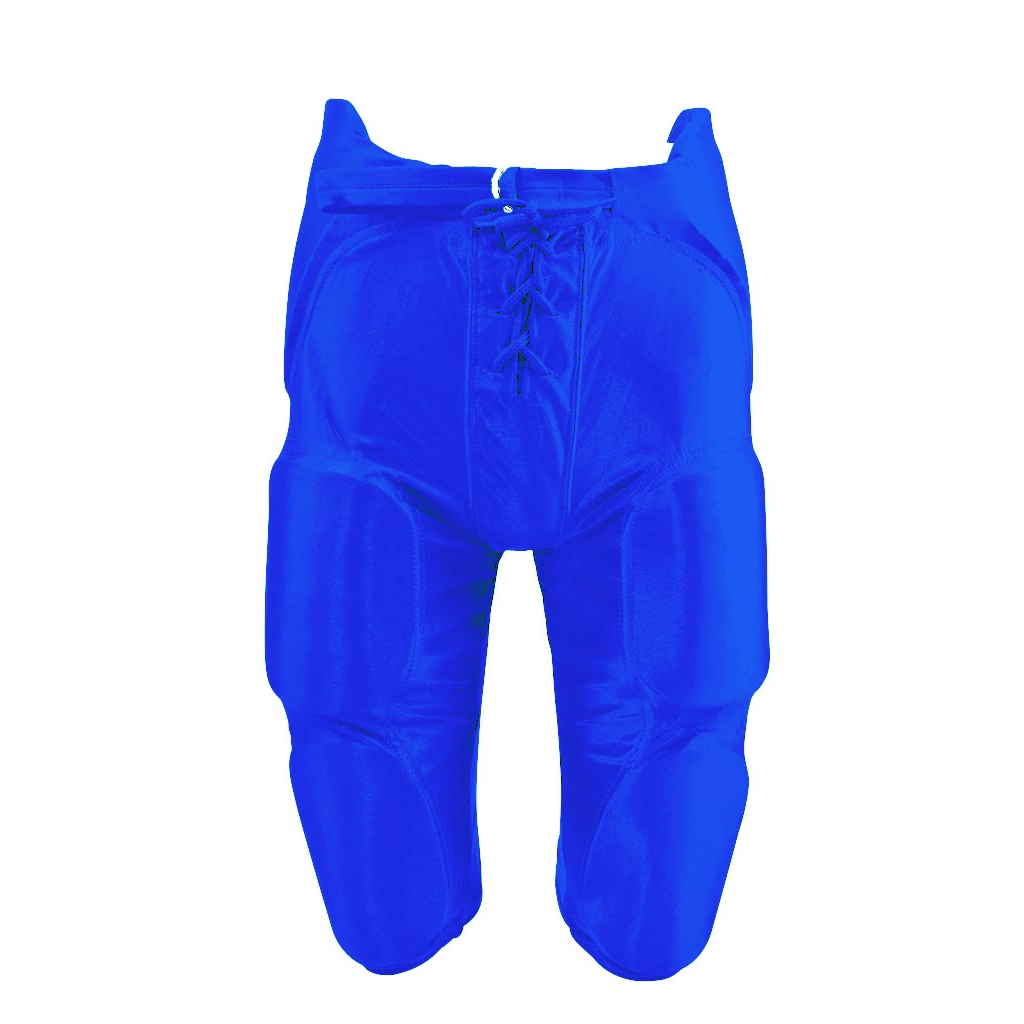 Martin Sports Integrated Dazzle Football Pants, 7 Pad Set Sewn In in Royal Adult 2XL - Front View