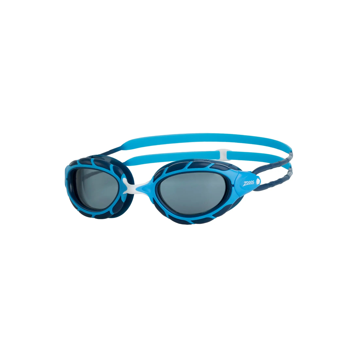 Zoggs Predator Junior Swimming Goggles Kids 180 Vision UV Goggles 6-14 in Light Blue/Blue - Tinted Blue Lens - front