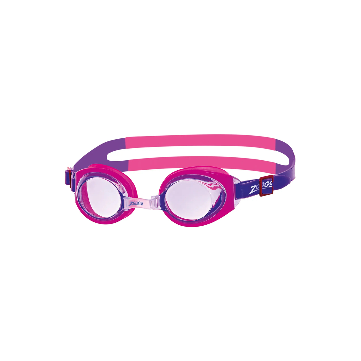 Zoggs Little Ripper Kids Swimming Goggles Tinted Lens Anti-Fog UV Goggles in Pink/Purple - Tinted Purple Lens - front