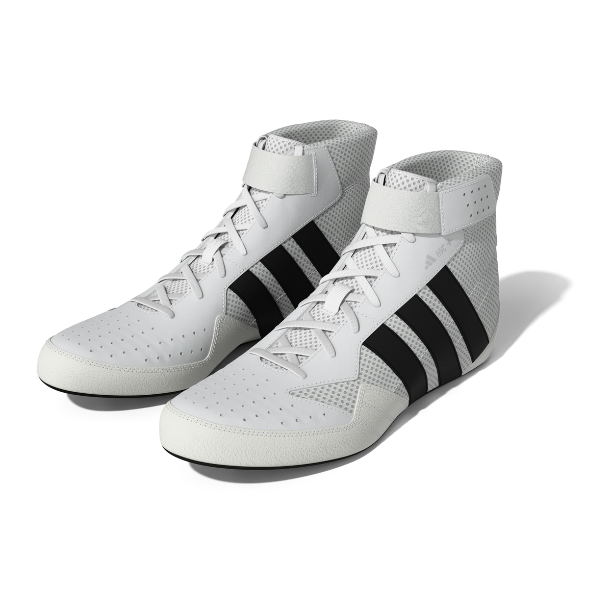 Adidas HVC Plus White/Black Wrestling Shoes in White/Black - left side view
