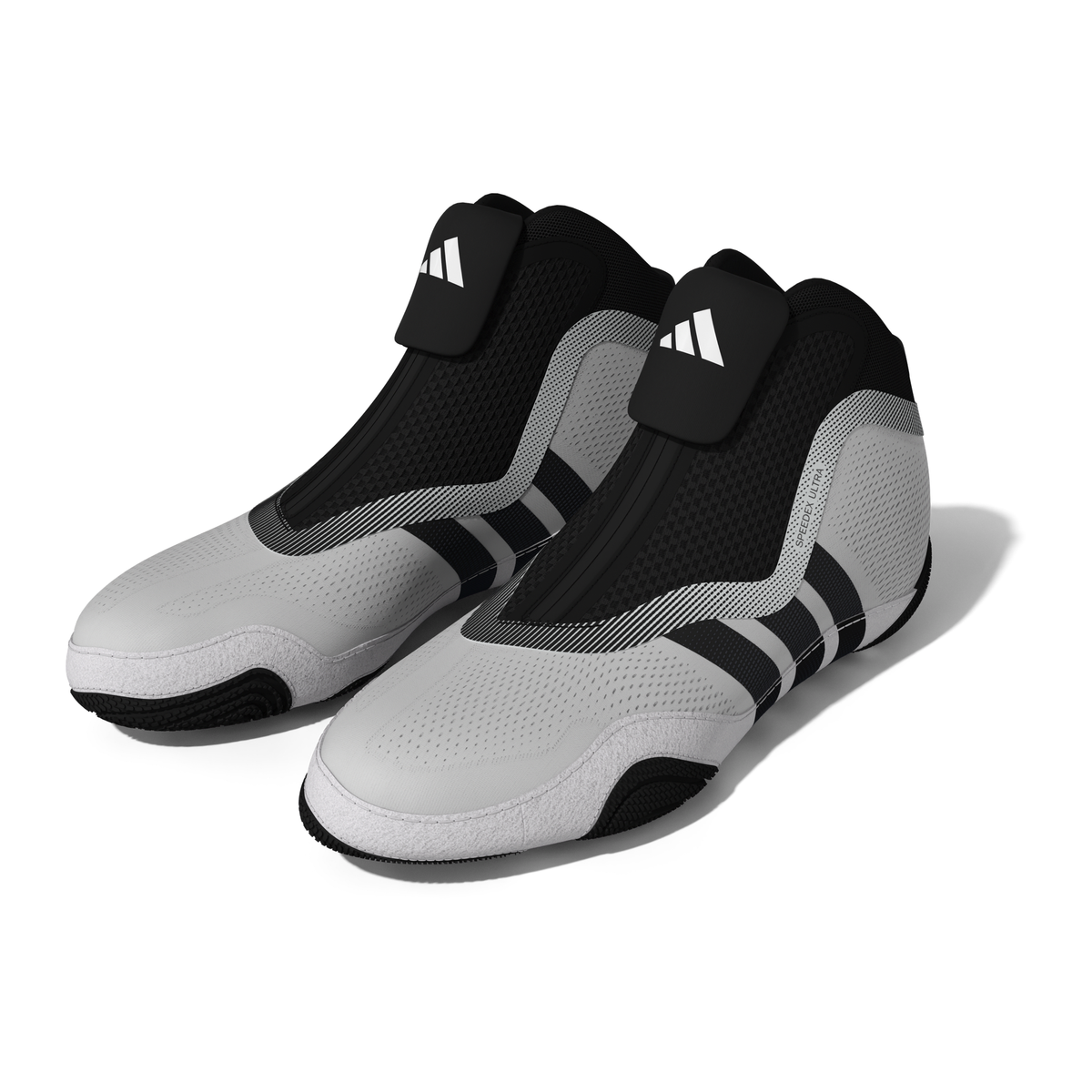 Adidas Speedex Ultra Zip White/Black/Onyx Wrestling Shoes in White/Black/Onyx - left side view