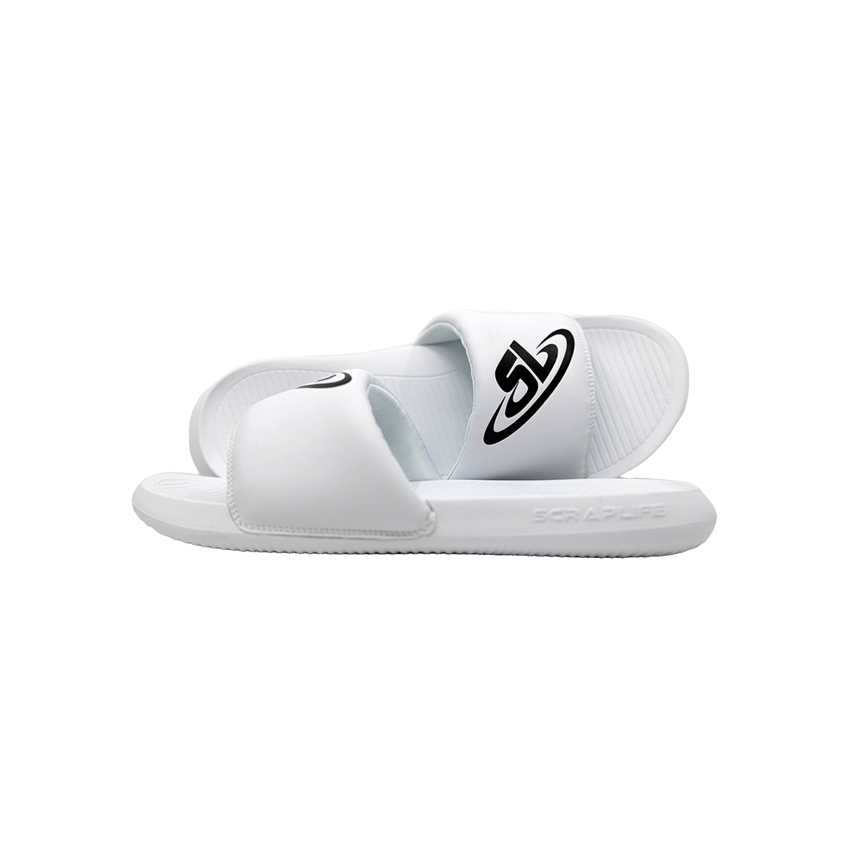 ScrapLife Wrestling Sport Slides in White/Black - front view
