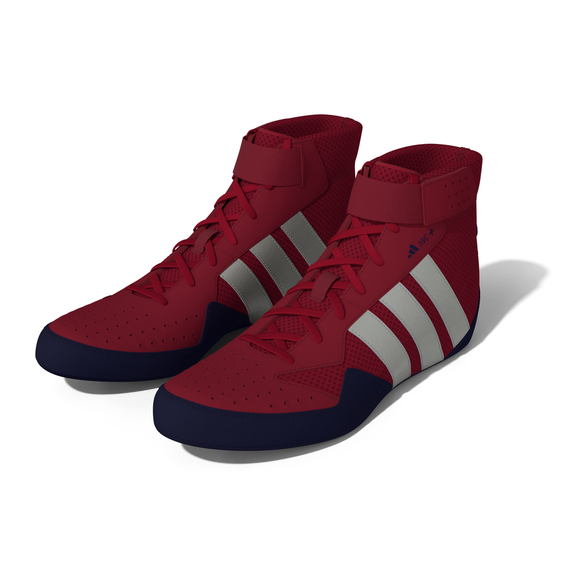 Adidas HVC Plus Youth Red/Silver/Navy Wrestling Shoes in Red/Silver/Navy - left side view