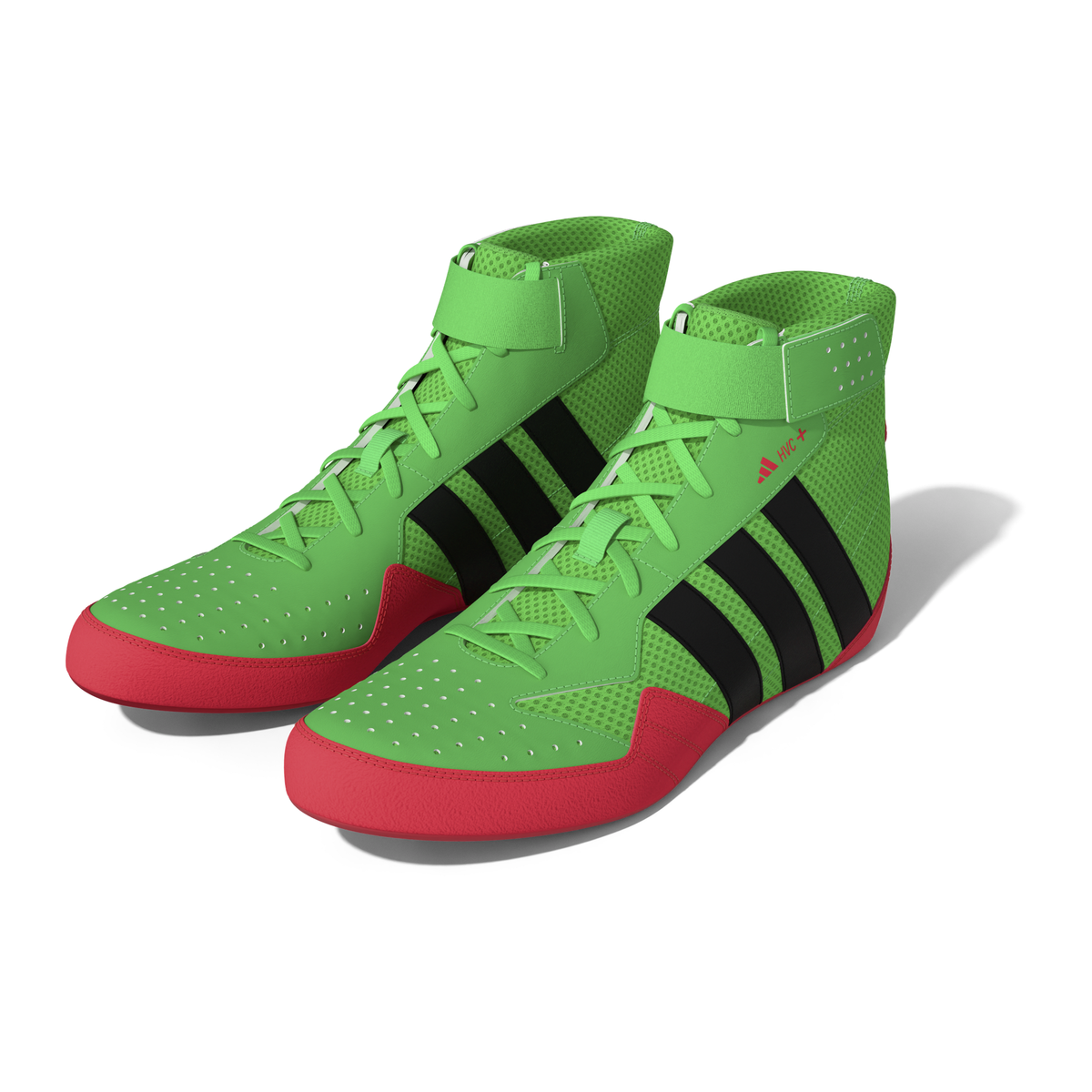 Adidas HVC Plus Screaming Green/Black/Pink Wrestling Shoes in Screaming Green/Black/Pink - left side view
