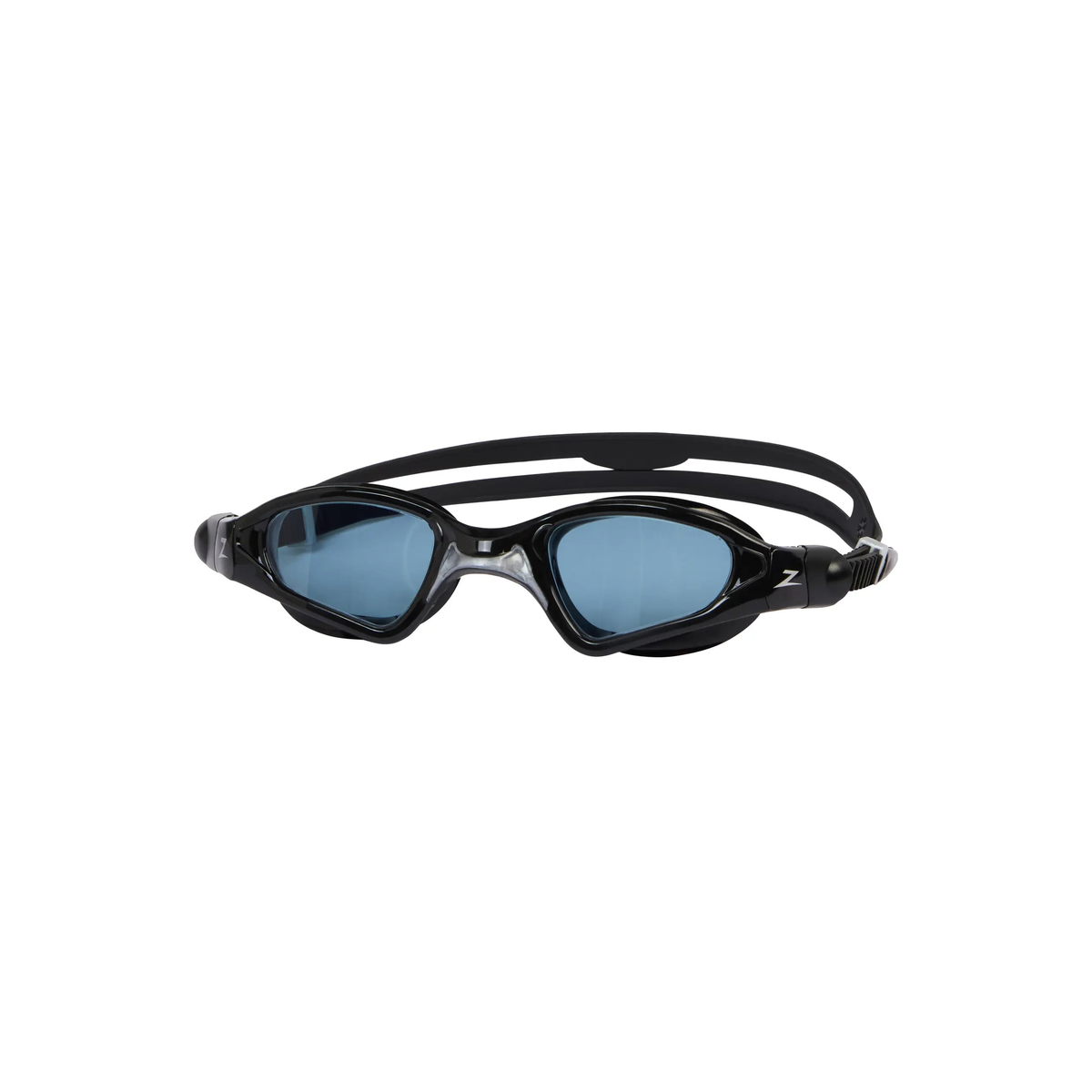 Zoggs Spectra Swimming Goggles Dual Density Nose Bridge Leak Proof Goggles in Black/Grey - Tinted Smoke Lens - front