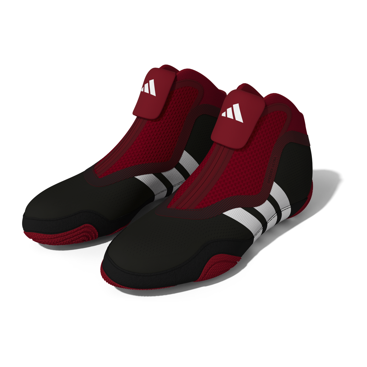 Adidas Speedex Ultra Zip Black/Red/White Wrestling Shoes in Black/Red/White - left side view