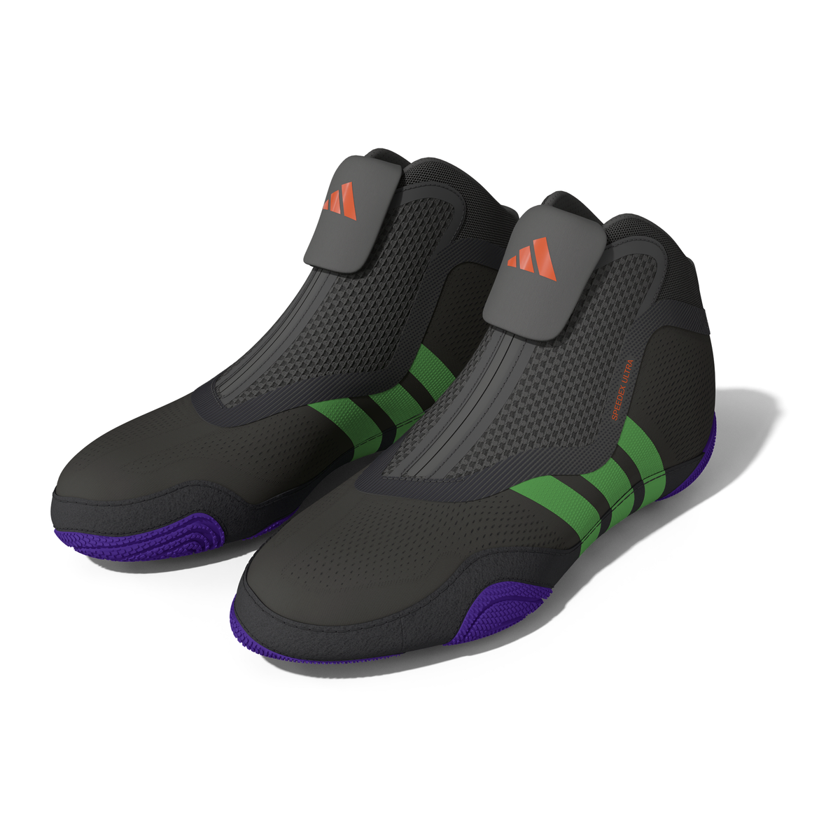 Adidas Speedex Ultra Zip Grey/Light Grey/Screaming Green Wrestling Shoes in Grey/Light Grey/Screaming Green - left side view