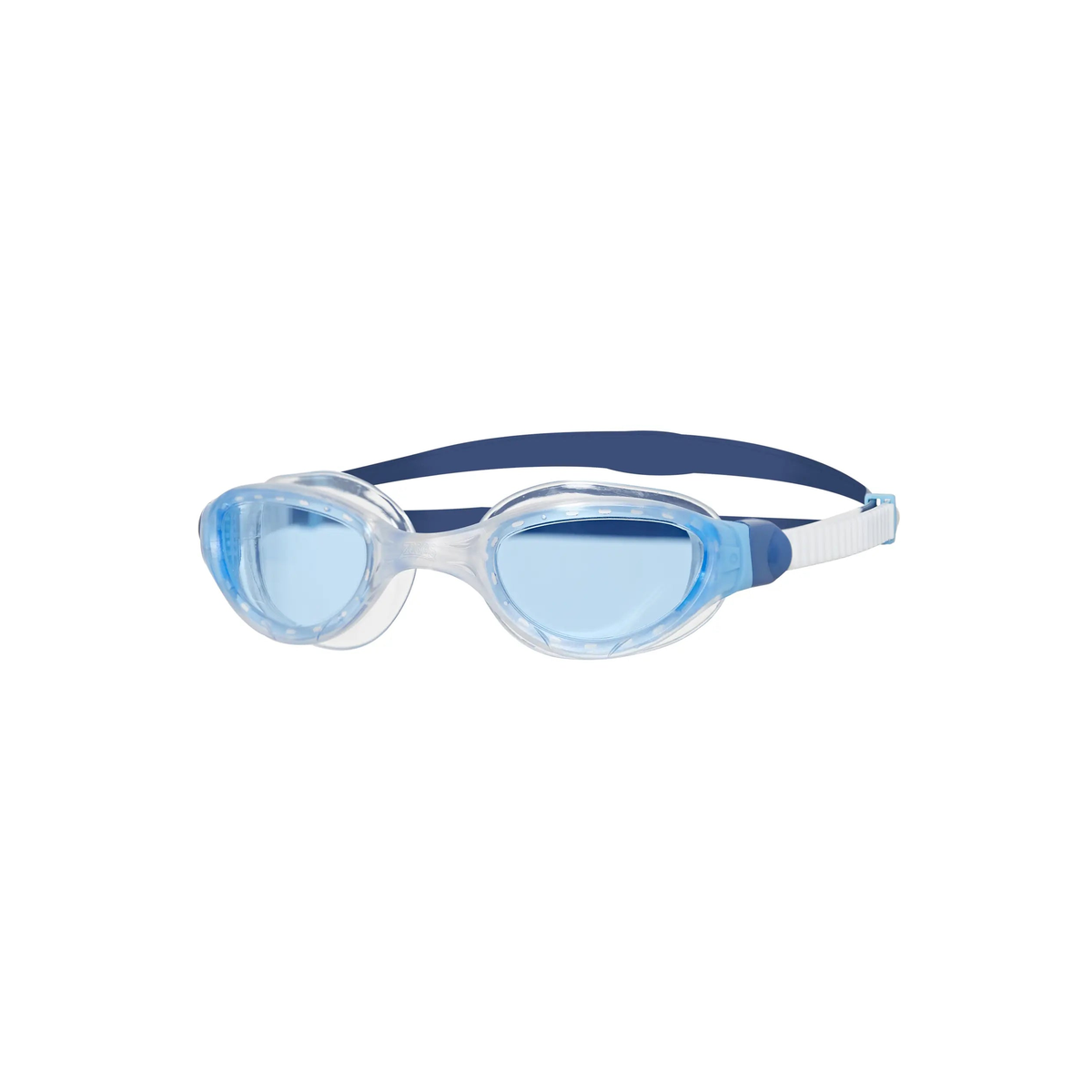 Zoggs Phantom 2.0 Swimming Goggles Clearer Vision Anti-Fog Quick Adjust in Clear Navy Tint Blue - front