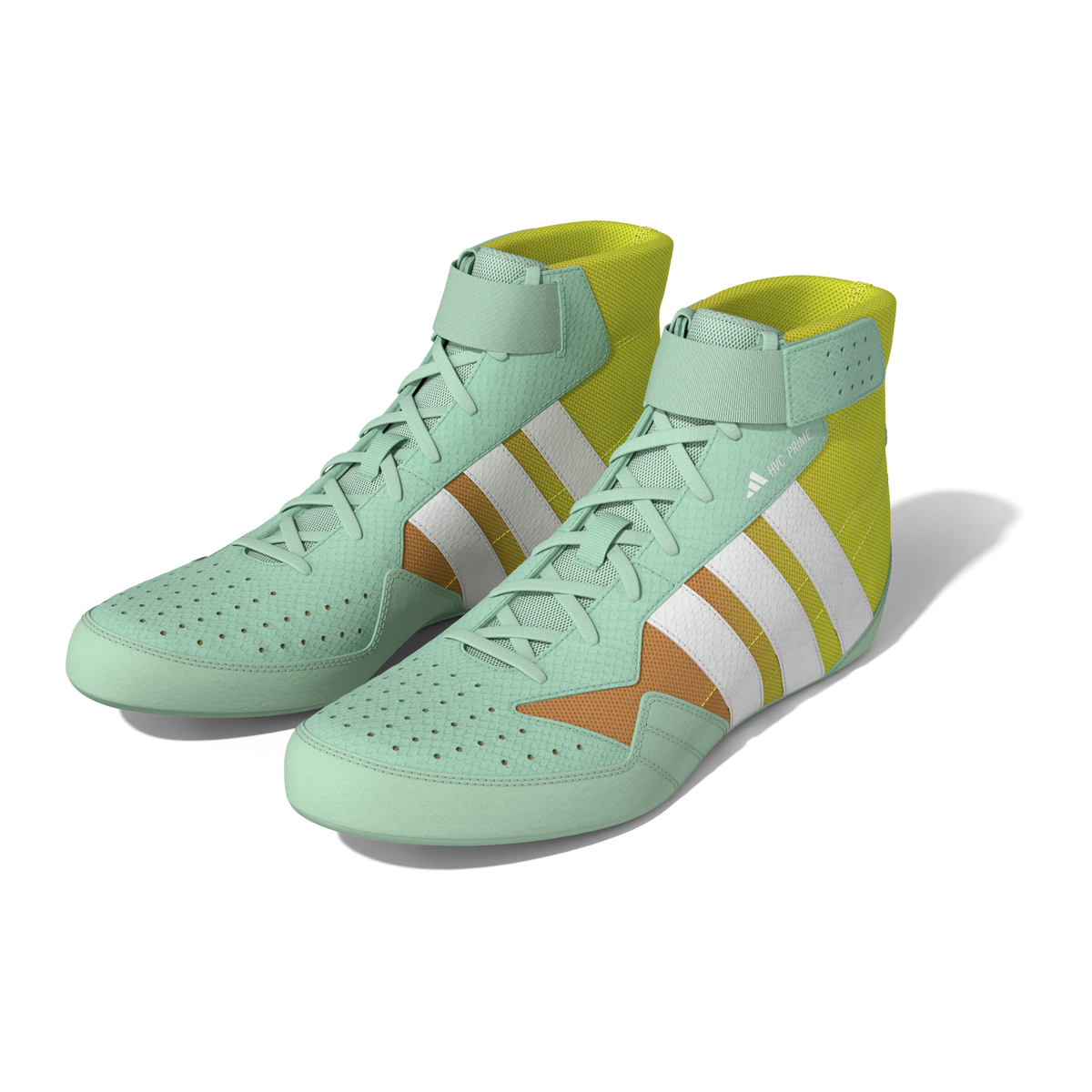 Adidas HVC Prime Mint/Pink/Lemon Wrestling Shoes in Mint/Pink/Lemon - left side view