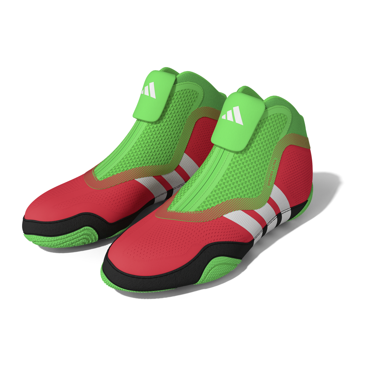 Adidas Speedex Ultra Zip Pink/Screaming Green/Black Wrestling Shoes in Pink/Screaming Green/Black - left side view