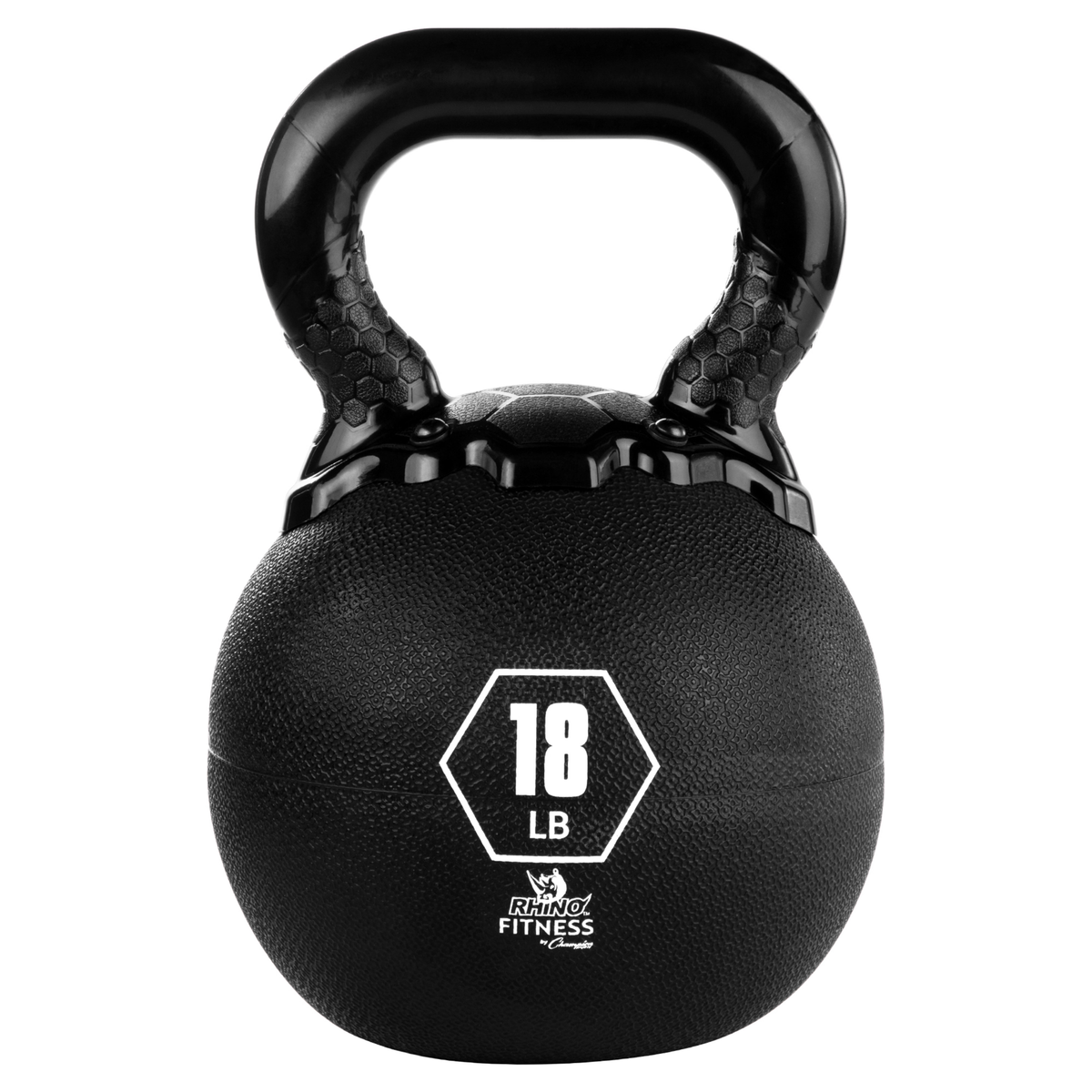 Rhino Fitness Rubber Coated Kettlebell in 18 lb - Front View