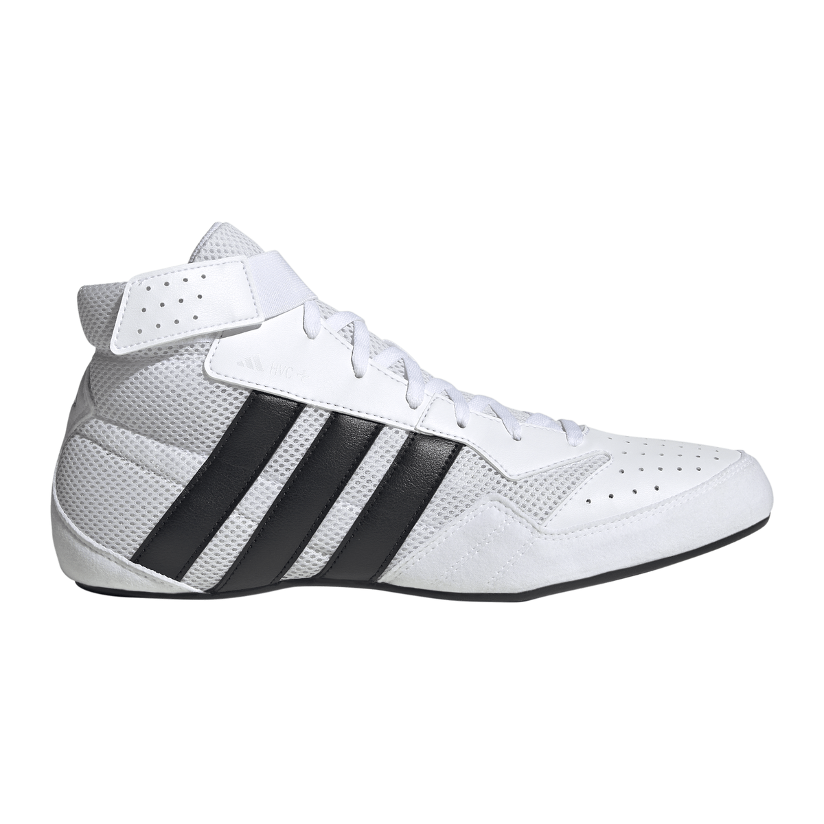 Adidas HVC Plus White/Black Wrestling Shoes in White/Black - side view