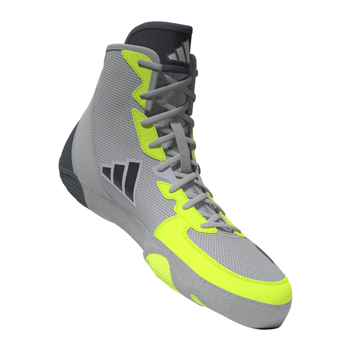 Adidas Adizero Light Grey/Onyx/Solar Yellow Wrestling Shoes in Light Grey/Onyx/Solar Yellow - view 4