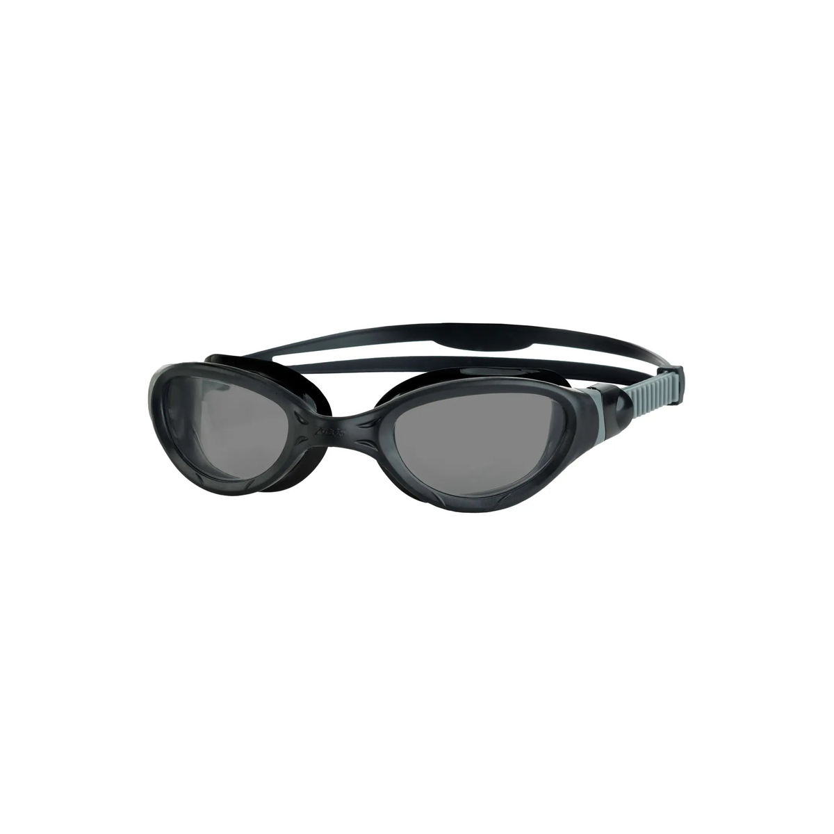 Zoggs Phantom 2.0 Swimming Goggles Clearer Vision Anti-Fog Quick Adjust in Black Grey Tint Smoke - front