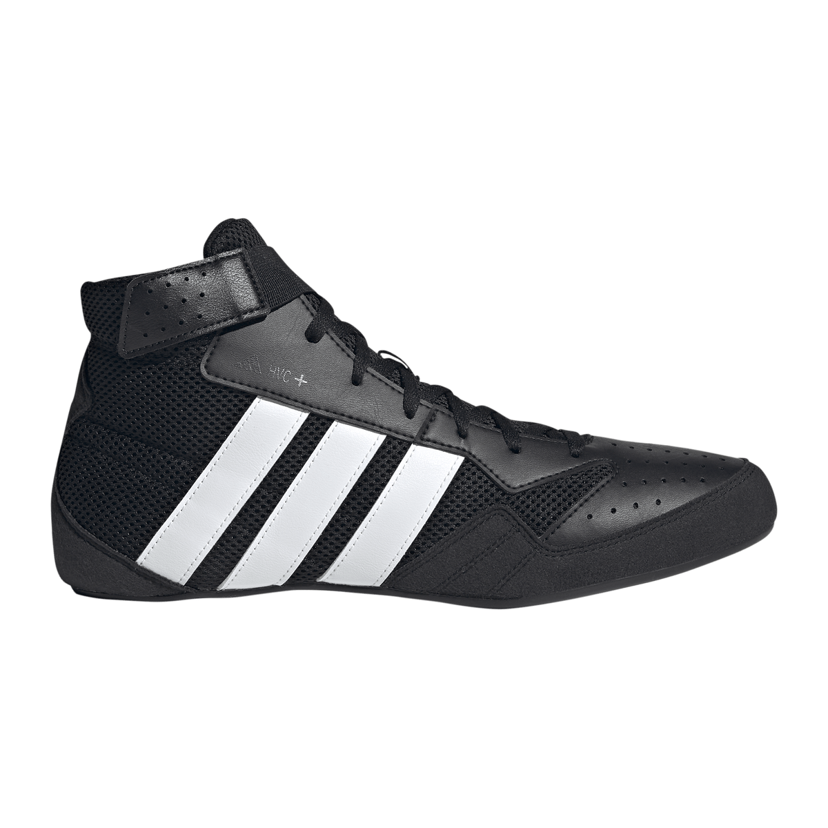 Adidas HVC Plus Black/White Wrestling Shoes in Black/White - side view