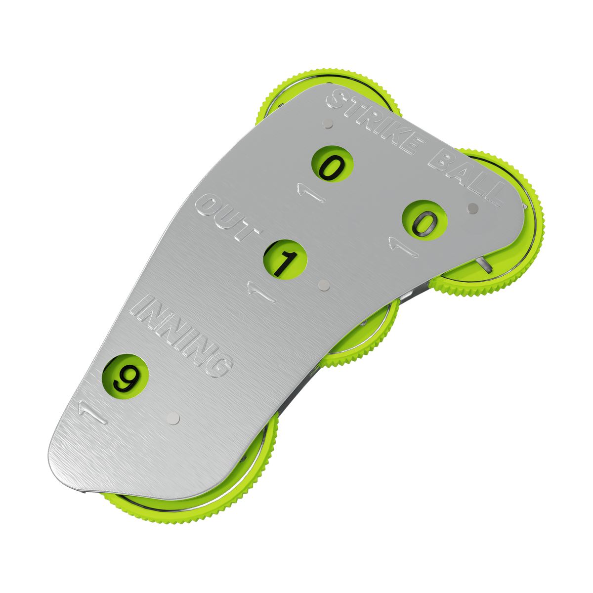 Great Call Athletics Baseball Umpire Count Indicator Pro 4 Wheel Call Balls Strikes Outs Innings Dial Steel Optic Green