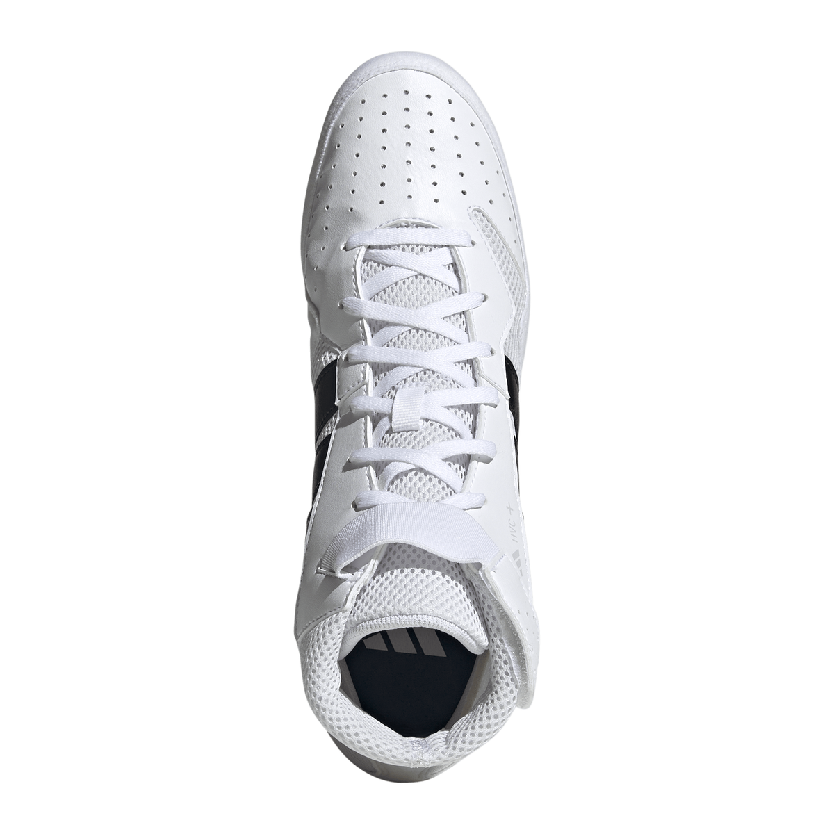 Adidas HVC Plus White/Black Wrestling Shoes in White/Black - top view
