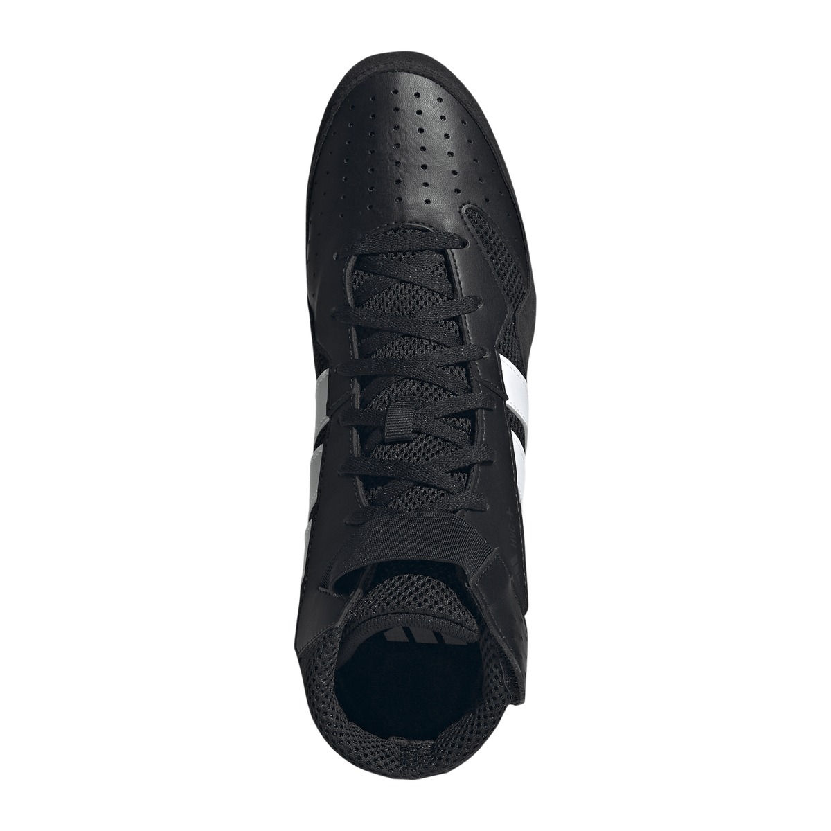 Adidas HVC Plus Black/White Wrestling Shoes in Black/White - top view
